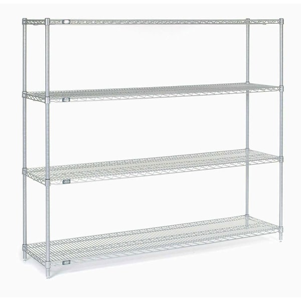 Nexel 5 Tier Silver Epoxy Wire Shelving Starter Unit, 60W x 24D x 86H 24608EP5 - main